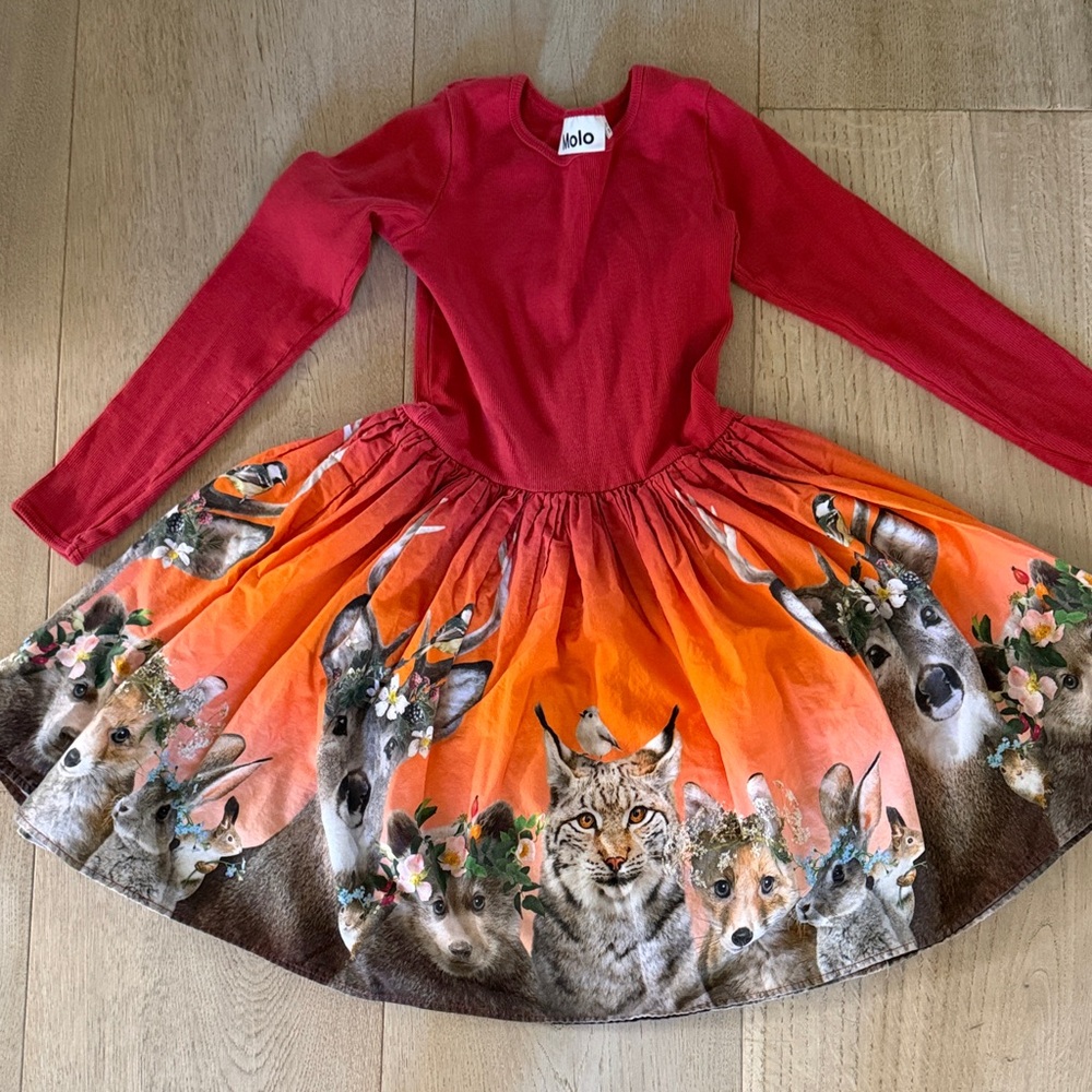 Molo Red and Orange Animal Print Dress -like new